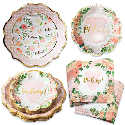 Baby Shower Tableware Set - Pink Floral