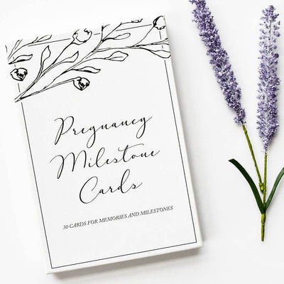 Pregnancy milestone cards featuring beautiful illustrations and space to write down special moments