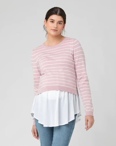 Soft and cozy Sia Nursing Knit in a beautiful dusty pink color