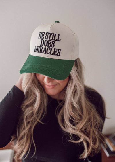 Jenessa Wait hat featuring the inspiring quote 'He Still Does Miracles'