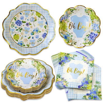 Baby Shower Tableware Set - Blue Floral