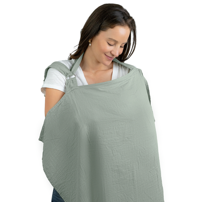 Cotton Muslin Nursing Cover in Fern Green, soft and breathable fabric