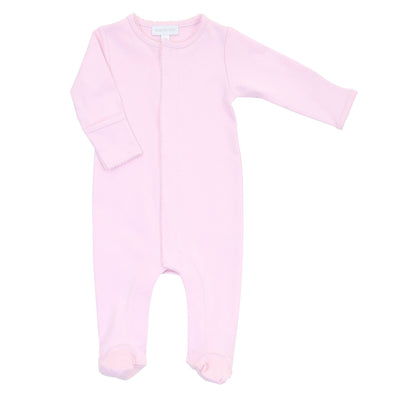 Adorable and soft Magnolia Baby Essentials Solid Pink Footie for 6 months old baby girl in a beautiful shade of pink