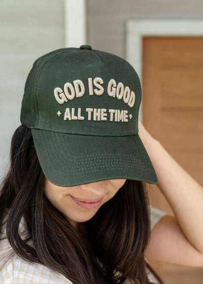 Adjustable snapback unisex hat with God is good all the time embroidery