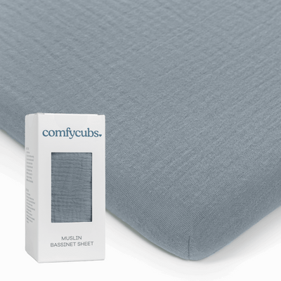 Muslin Fitted Bassinet Crib Sheet in Pacific Blue color 