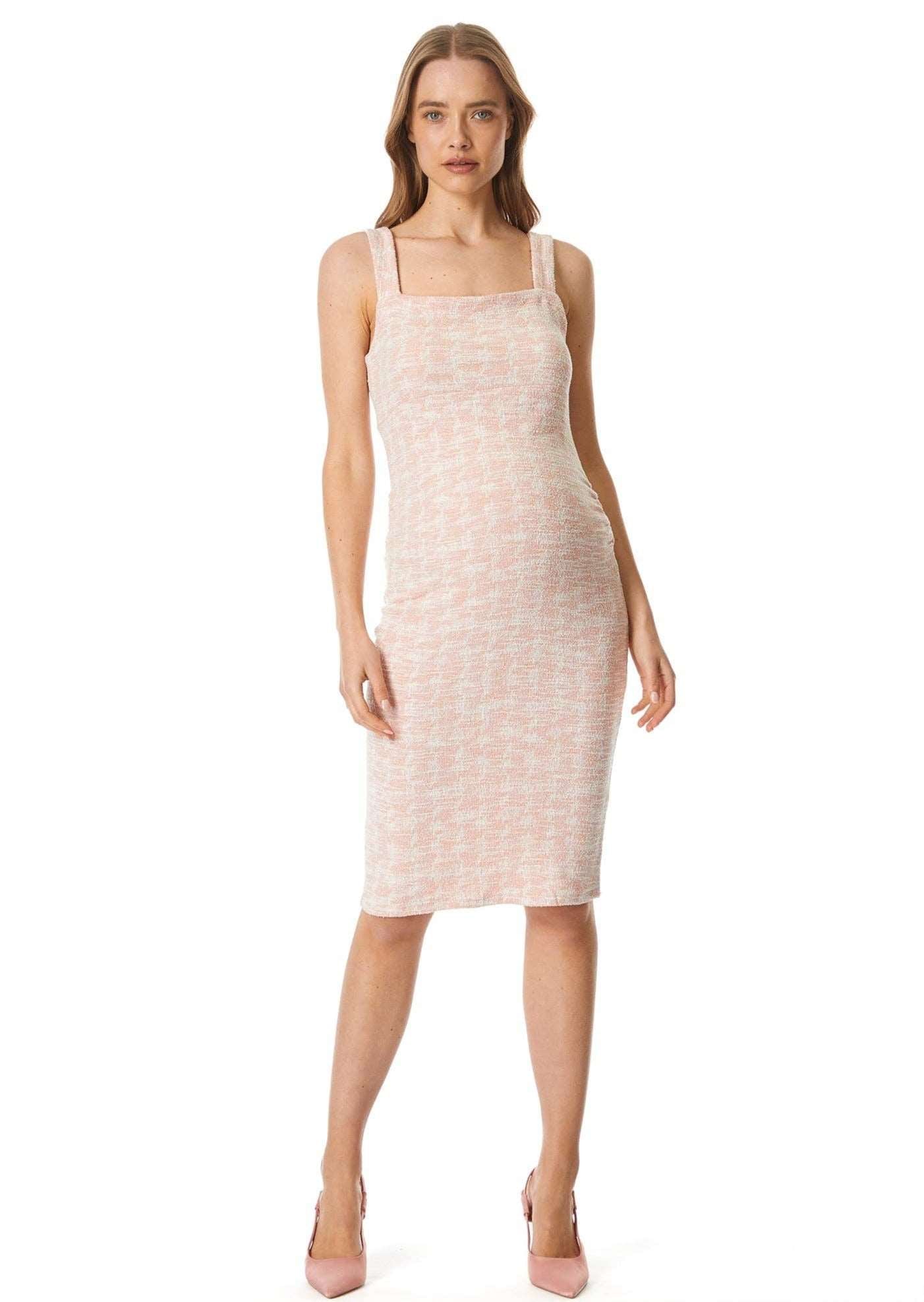 Black Houndstooth Tweed Square Neck Maternity Dress– PinkBlush