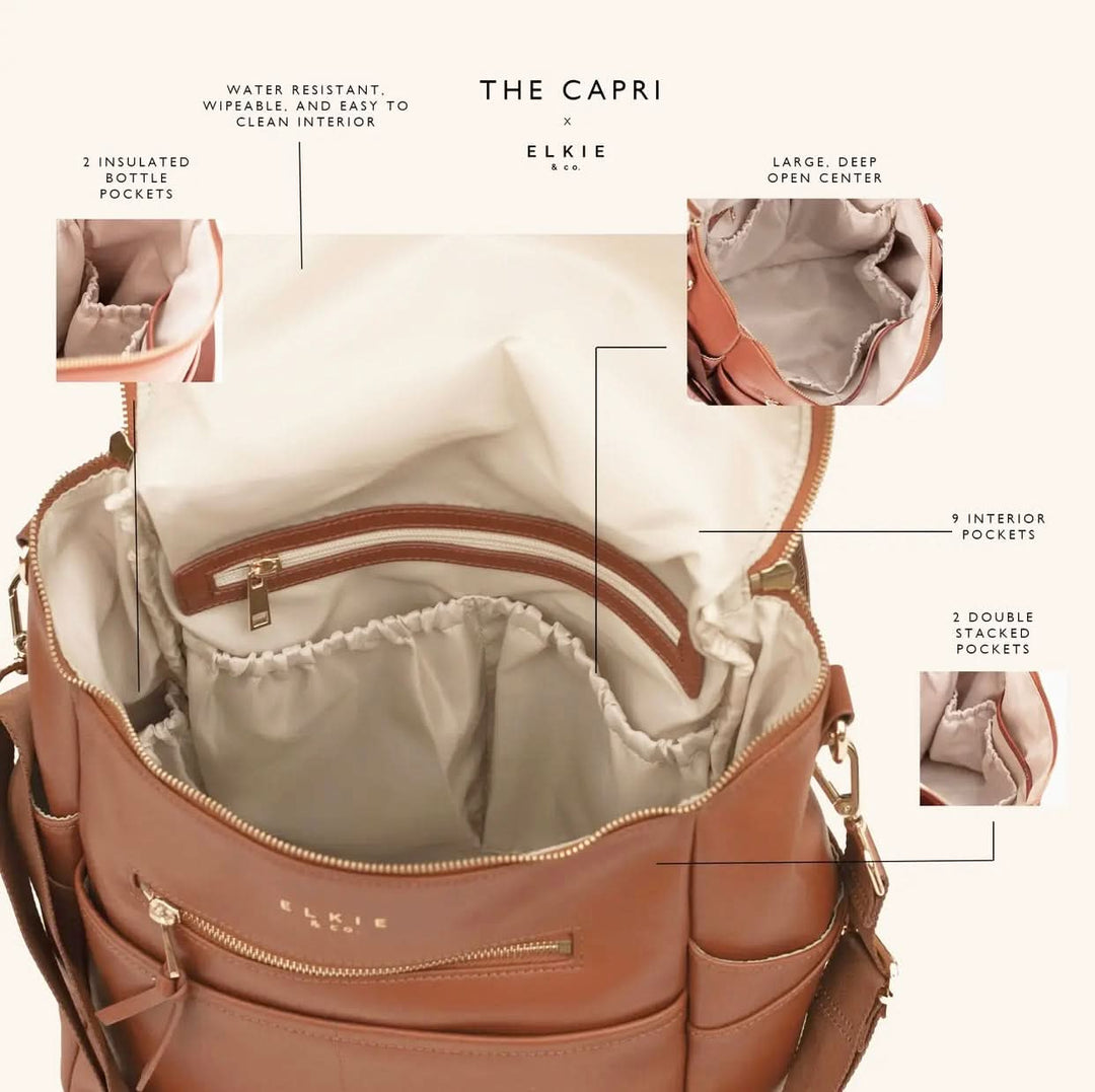Elkie & Co. The Capri Vegan Leather Diaper Bag Backpack  display picture 3