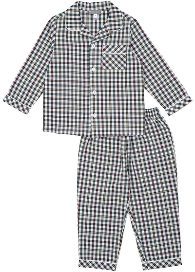 Green Plaid Pajamas Set with Button-Up Top and Cozy Pants