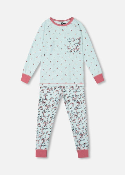 Aqua Floral Organic Cotton Pajamas Set - LIV & Company