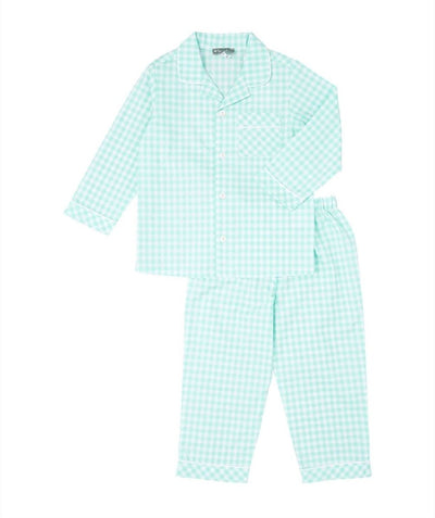 Aqua Gingham Pajamas Set - LIV & Company