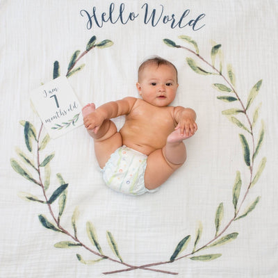 Baby's 1st Year Swaddle & Milestone Cards - Hello World - LIV & Company