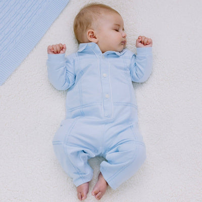 Blue Checker Stitched Romper - LIV & Company