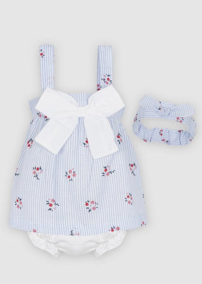 Blue Floral Striped 3 - Piece Dress Set - LIV & Company