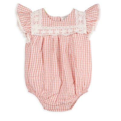 Blush Gingham Organic Cotton Romper - LIV & Company