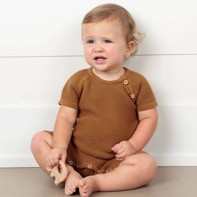 Camel Knit Short - Sleeve Romper - LIV & Company