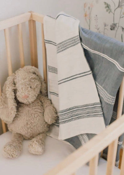 Cotton Baby Blanket - Grey Blue - LIV & Company