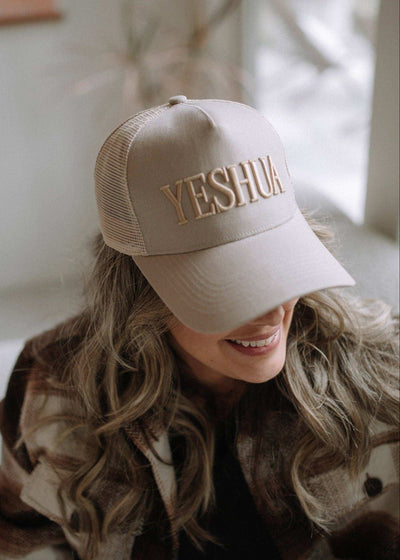 Puff Embroidered 5 Panel Y'all need Jesus Hat in Navy with Brown Front