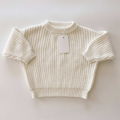 Chunky powder blue sweater with a relaxed and slouchy silhouette