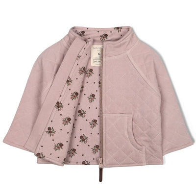 Organic rose-colored quilted zipper jacket with cozy and stylish design