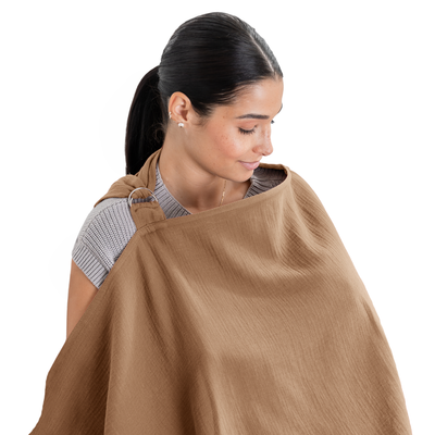 Cotton Muslin Nursing Cover in Cedar color provides full coverage