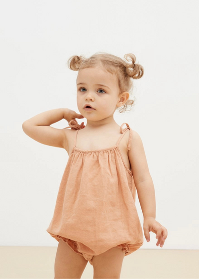 Dusty Peach Spaghetti Strap Romper - LIV & Company
