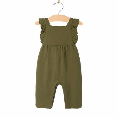 Flutter Overall- Fall Green: Women's stylish and comfortable green overalls for the autumn season