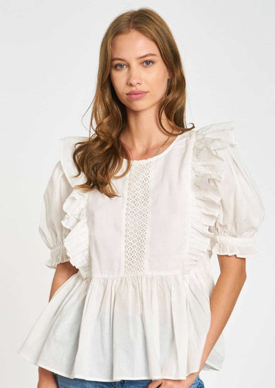Eyelet Puff Sleeve Top - LIV & Company