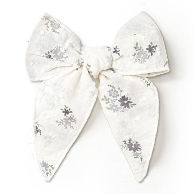 Organic hair bow clip in pastel bloom design by Makemake Organics