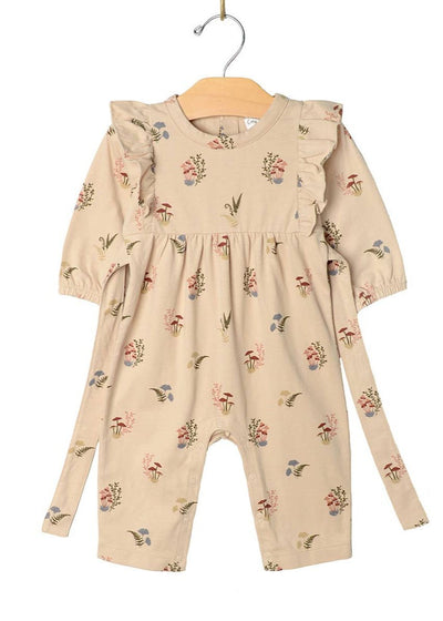 Flutter Sleeve Long Romper - Fall Mushrooms - LIV & Company