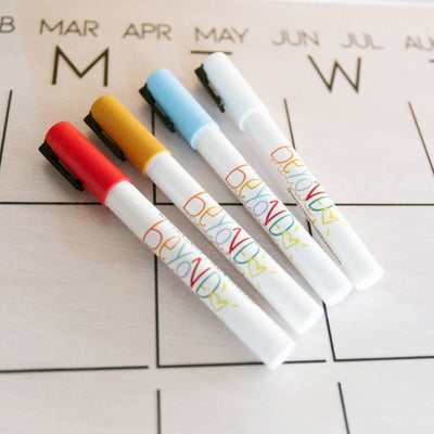 Four Pack - Wet Erase Chalk Markers: Red/Tan/Blue/White - LIV & Company