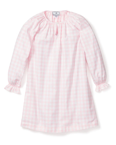 Girls Twill Delphine Nightgown - Light Pink Gingham - LIV & Company