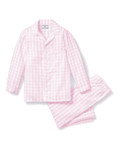 Girls Twill Pajama Set - Light Pink Gingham - LIV & Company