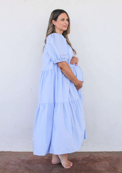 Blue Poplin Maxi Dress