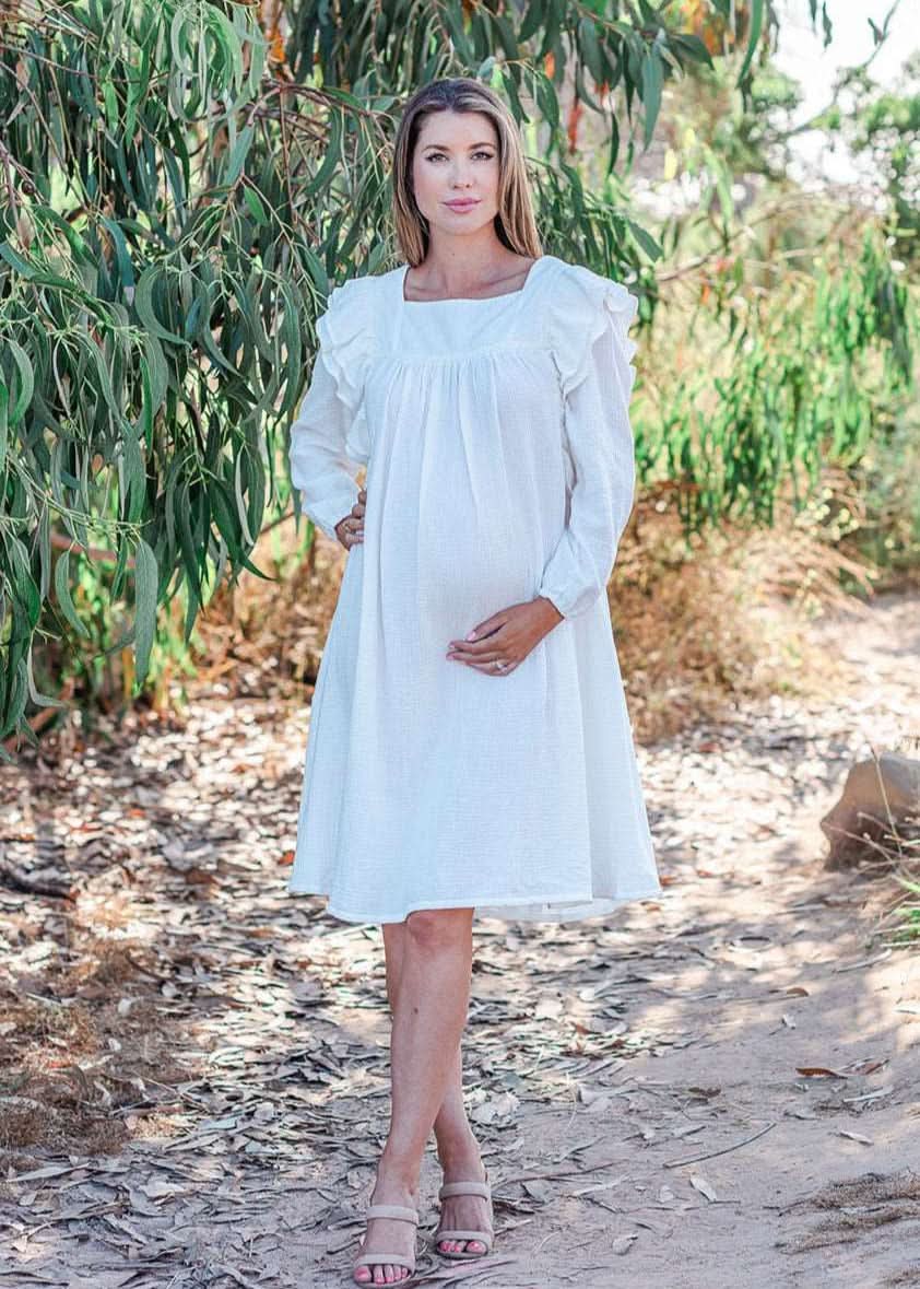 white crochet maternity dress Pink Crochet Top Maxi Dress With Open Back and Frayed Hem