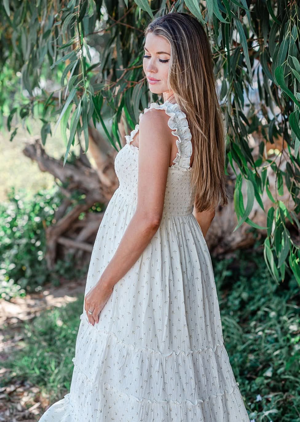 LIV Maternity | Ivory Floral Muslin Maternity Dress L LIV Maternity | Ivory Floral Muslin Maternity Dress L