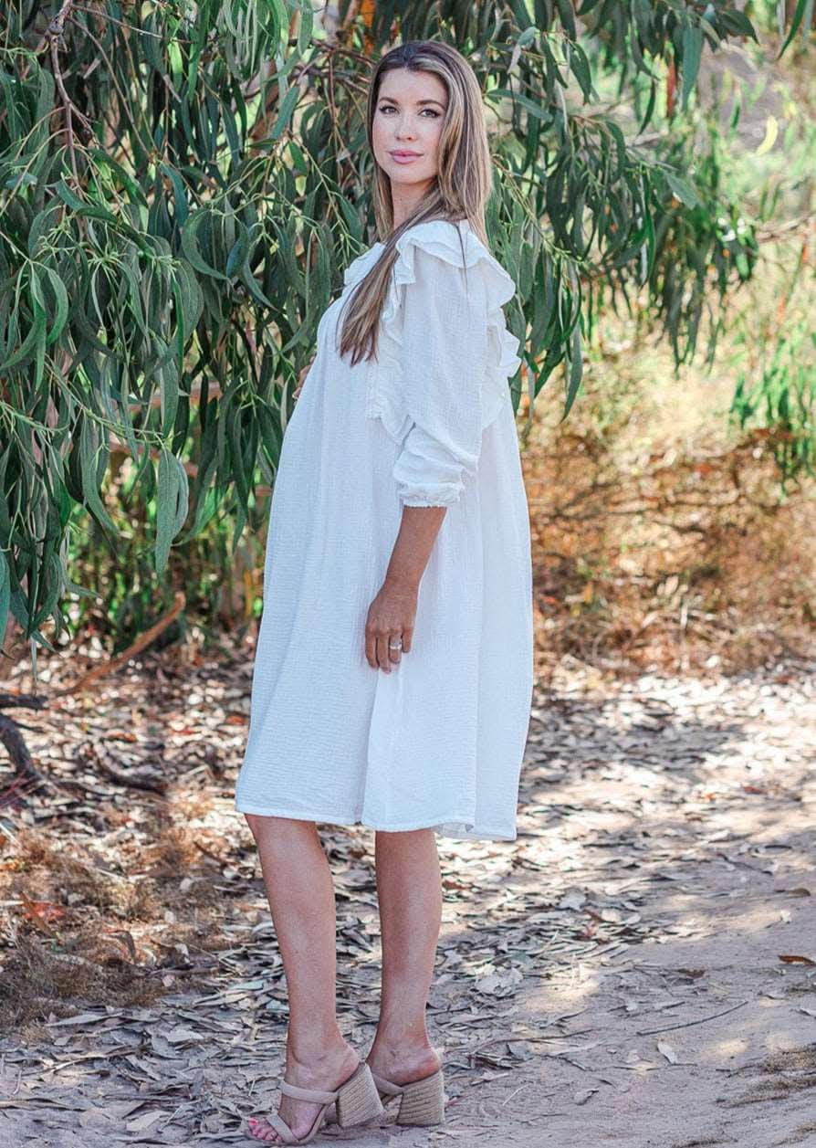 white crochet maternity dress MaterniChic Maternity White Crochet Textured Off-Shoulder Dress,Elegant Lace  Summer Pregnant Outfit For Baby Shower,Wedding Guest,Formal  Party,Photoshoot Dress