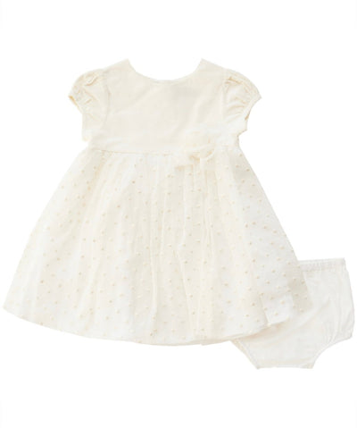 Ivory Dotted Tulle Dress - LIV & Company