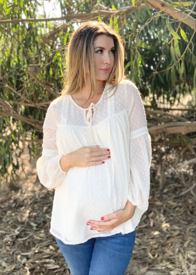 Ivory Swiss Dot Lace Blouse - LIV & Company