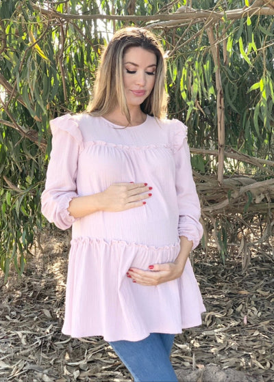 Light Mauve Ruffle Muslin Tunic - LIV & Company