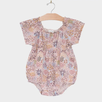 Lilac Floral Flutter Sleeve Romper - LIV & Company