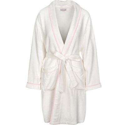 Soft and luxurious Luxxe Bamboo Robe in ivory and pink color