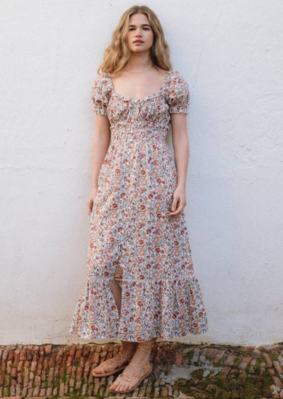 Mary Dress - Peach Floral - LIV & Company