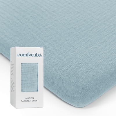Muslin Fitted Bassinet Crib Sheet: Sky Blue - LIV & Company