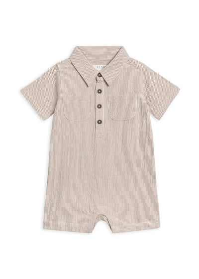 Organic Mato Seersucker Romper - Truffle - LIV & Company