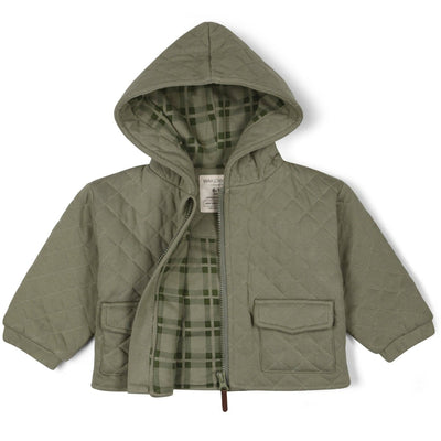 Organic Quilted Hooded Jacket - Olive - LIV & Company