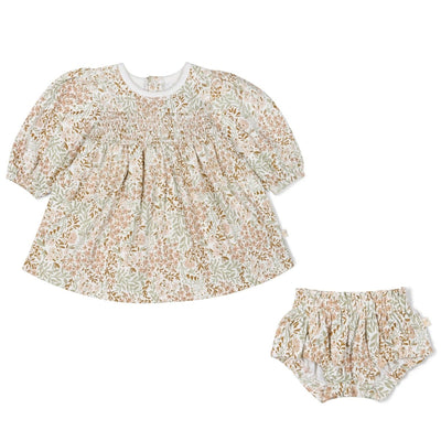 Organic Smocked Dress - Gardenia - LIV & Company