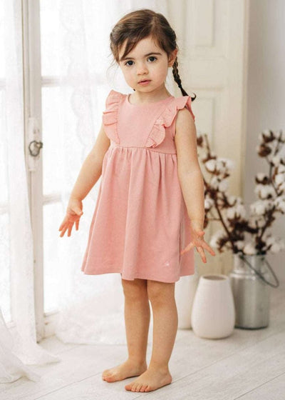 Peach Cotton Jersey Ruffle Dress - LIV & Company