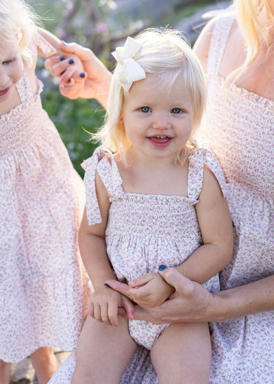 Pink Liberty Smocked Romper - LIV & Company