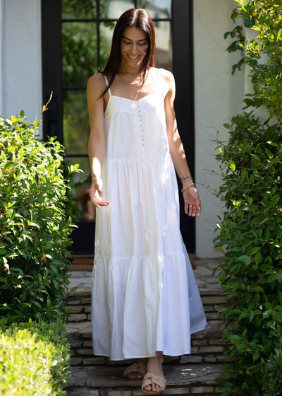 Rio Dress in White Poplin - LIV & Company