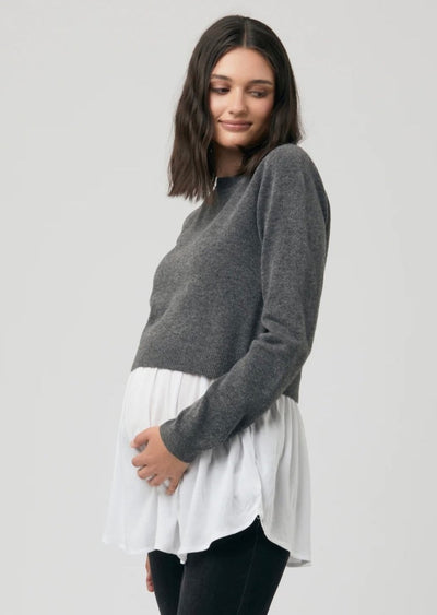 Sandy Detachable Nursing Knit Top - Charcoal - LIV & Company